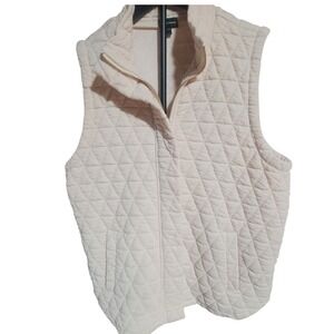 Buckle Black Womens Cream Quilted Zip  Vest Sz L Gold Zip Countryside Gorpcore